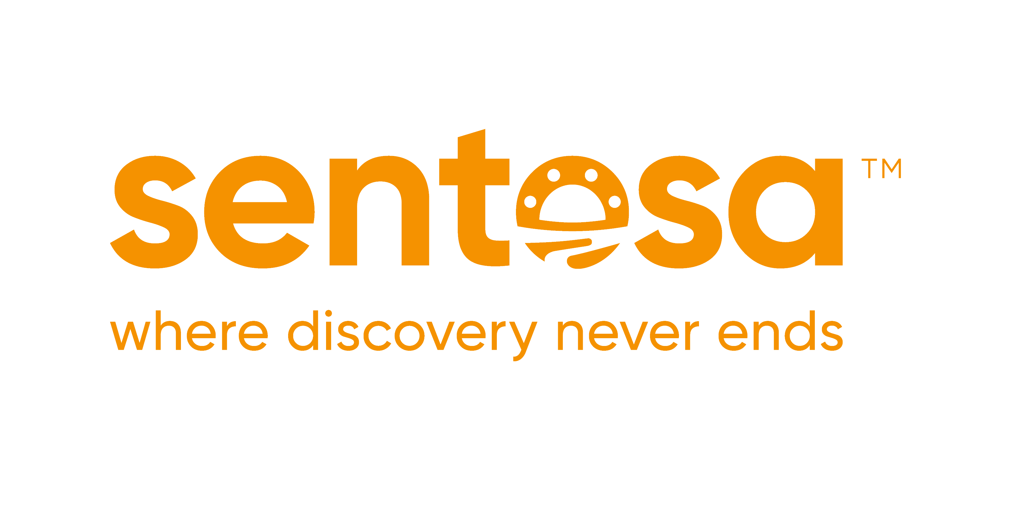 Logo of Sentosa, with tagline, where discovery never ends.