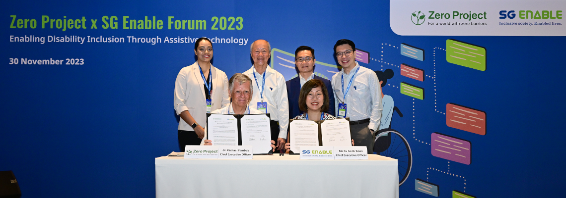 Photo showing the signing of the Memorandum of Understanding between Zero Project and SG Enable.